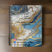 Carnet Marbre bleu or et blanc