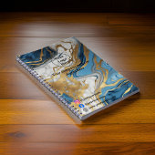 Carnet Marbre bleu or et blanc