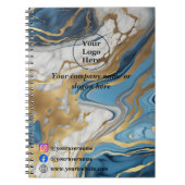 Carnet Marbre bleu or et blanc (Devant)