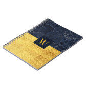 Carnet Marbre Bleu Or Monogramme Élégant (Côté gauche)