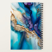 Carnet Marbre Bleu Or Nom Personnalisé Script (Verso)