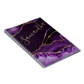Carnet Marbre d'agate à paillettes de faux or et violet (Côté Droit)