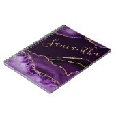 Carnet Marbre d'agate à paillettes de faux or et violet (Côté gauche)