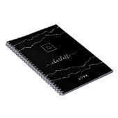 Carnet Marbre d'agate argent noir logo d'entreprise (Côté Droit)