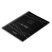 Carnet Marbre d'agate argent noir logo d'entreprise (Côté gauche)