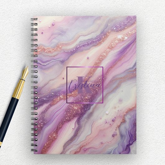 Carnet Marbre de lavande violet élégant avec veines de Pa