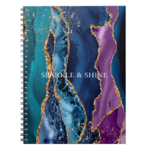 Carnet Marbre de Parties scintillant bleu bleu turquoise