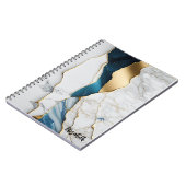 Carnet Marbre de pierre de turquoise blanche Cool or (Côté gauche)
