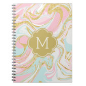 Carnet Marbre d'encre bleu rose Monogramme (Devant)