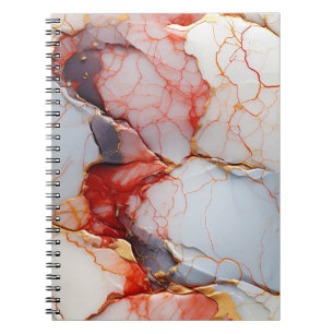 Carnet Marbre d'Ivoire avec Veines Cramoisies et Dorées