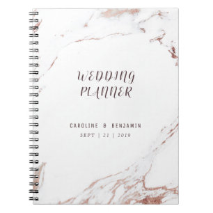 Carnet Marbre d'or rose luxe moderne wedding planner mode