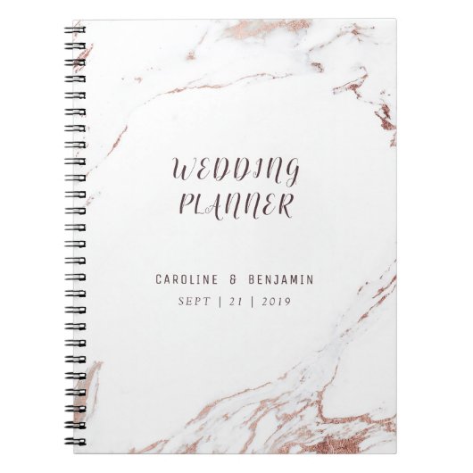 Carnet Marbre d'or rose luxe moderne wedding planner mode (Devant)