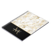Carnet Marbre doré et blanc avec luxe de monogramme noir (Côté gauche)