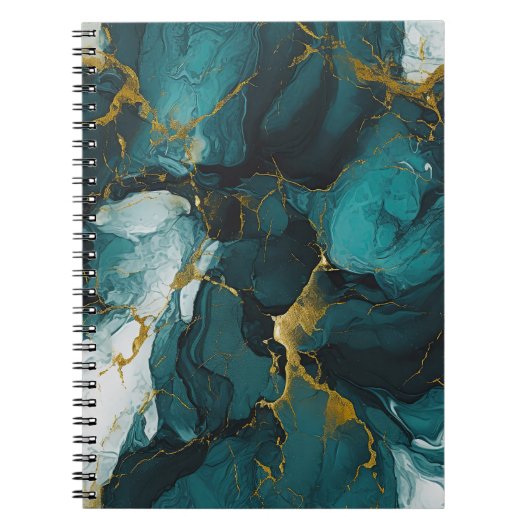Carnet Marbre émeraude aux veines dorées (Devant)