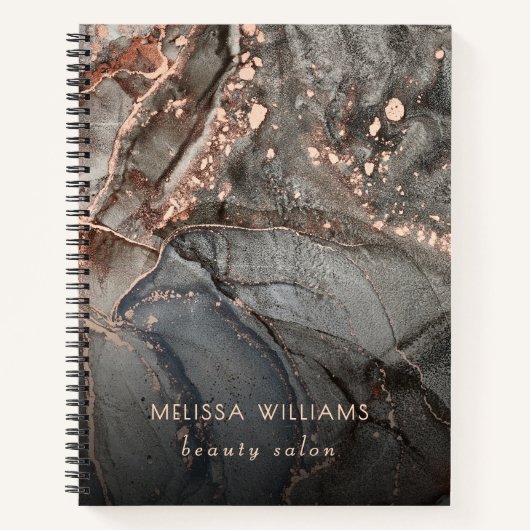 Carnet Marbre encre gris or rose (Devant)