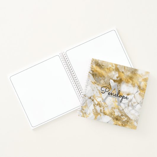 Carnet Marbre et monogramme d'or blanc (Intérieur)