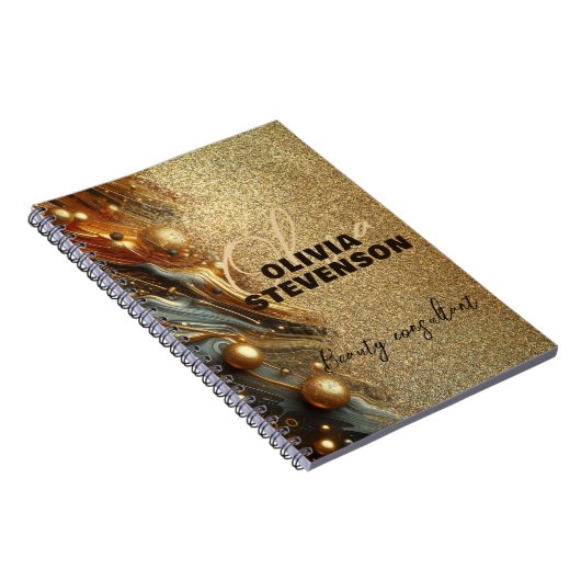 Carnet Marbre glamé or de luxe (Côté Droit)