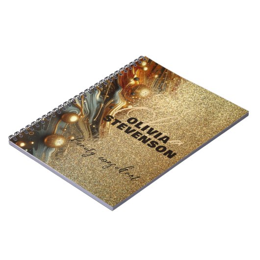 Carnet Marbre glamé or de luxe (Côté gauche)