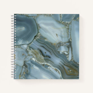 Carnet Marbre Gris Bleu avec Veine d'Or