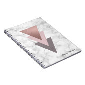 Carnet marbre gris de blanc de triangles de rose rose (Côté Droit)