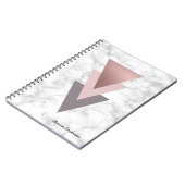 Carnet marbre gris de blanc de triangles de rose rose (Côté gauche)