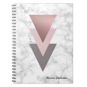 Carnet marbre gris de blanc de triangles de rose rose (Devant)