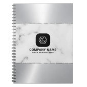 Carnet Marbre gris et texture d'argent métallique (Devant)