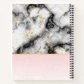 Carnet Marbre gris lisse moderne avec ruban or (Dos)