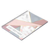 Carnet Marbre gris or Rose moderne look Monogramme (Côté gauche)