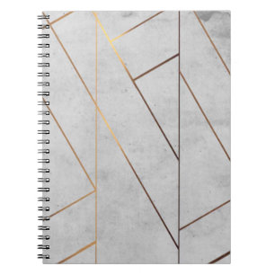 Carnet Marbre gris peroné or géométrique