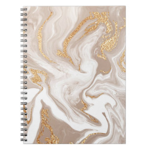 Carnet Marbre liquide beige, art de la ligne dorée.