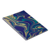 Carnet Marbre Liquide Faux Or Bleu Vert (Côté Droit)
