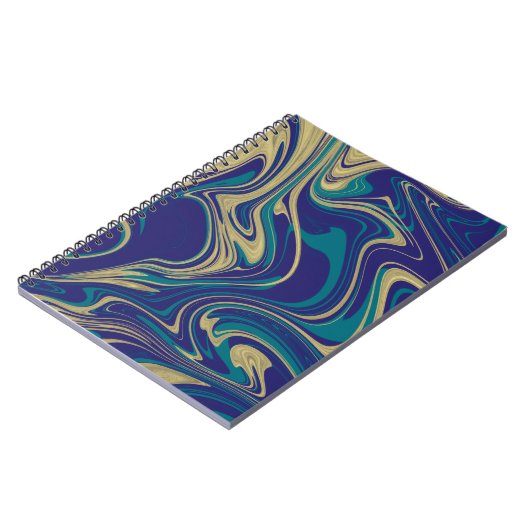 Carnet Marbre Liquide Faux Or Bleu Vert (Côté gauche)