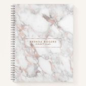 Carnet Marbre moderne blanc et Rose-or Faux (Devant)