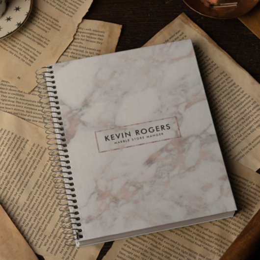 Carnet Marbre moderne blanc et Rose-or Faux