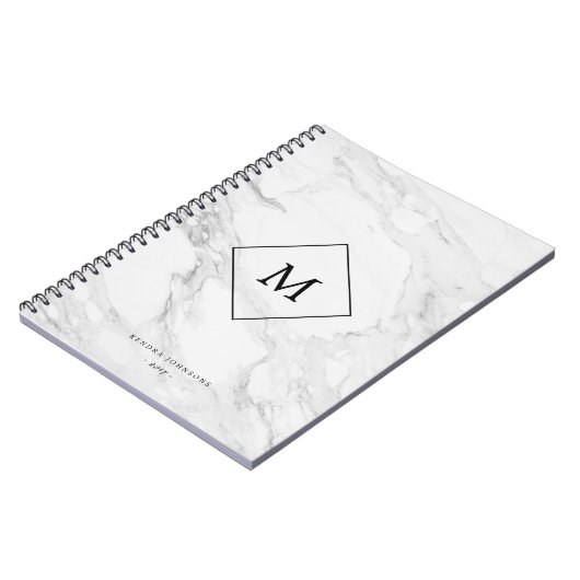 Carnet Marbre moderne de monogramme (Côté gauche)