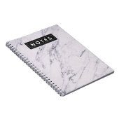 Carnet Marbre moderne gris blanc noir chic personnalisé (Côté Droit)