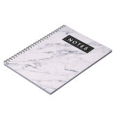 Carnet Marbre moderne gris blanc noir chic personnalisé (Côté gauche)
