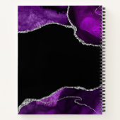 Carnet Marbre moderne violet argent Marbre Girly Nom chic (Dos)