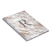 Carnet Marbre Monogramme Nom Initial Blanc Gris Or Rose (Côté Droit)