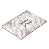 Carnet Marbre Monogramme Nom Initial Blanc Gris Or Rose (Côté gauche)