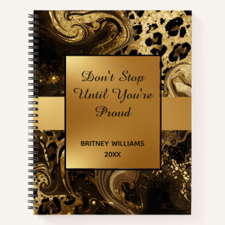 Carnet Marbre Motivationnel léopard motif brun noir