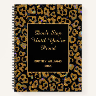 Carnet Marbre motivationnel motif léopard marron noir