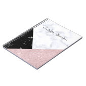Carnet Marbre noir blanc de parties scintillantes roses (Côté gauche)