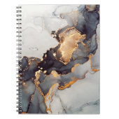 Carnet Marbre noir blanc or (Devant)