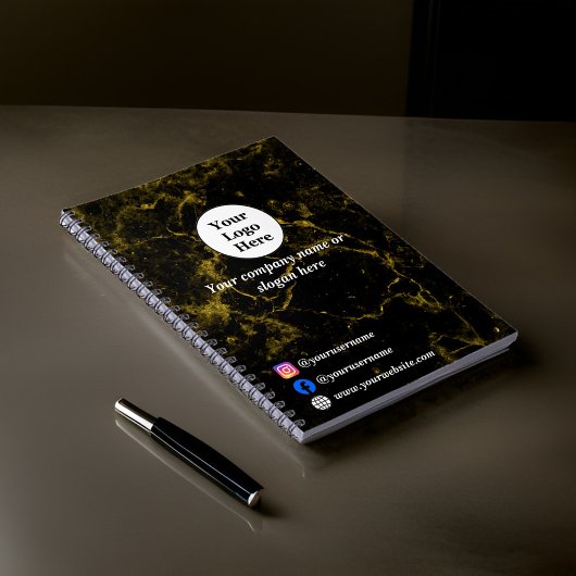 Carnet Marbre noir et or