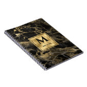 Carnet Marbre noir et or Monogramme Élégance Luxe (Côté Droit)