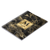 Carnet Marbre noir et or Monogramme Élégance Luxe (Côté gauche)