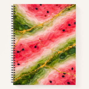 Carnet Marbre Pastèque avec Veinures Dorées