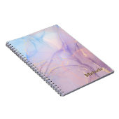 Carnet Marbre Rose Bleu Paillettes Dorées Nom (Côté Droit)